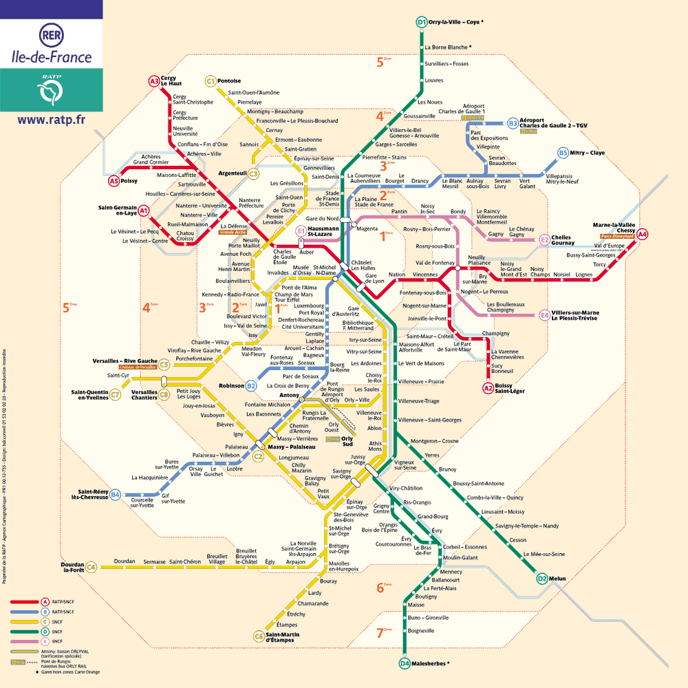 LIBERTY'S Antiques - Map of the RER in Paris - Plan du RER de Paris